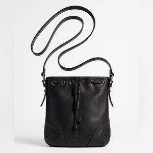 Coach Black Leather Drawstring Bucket Bag Crossbody Purse Vintage Y2K